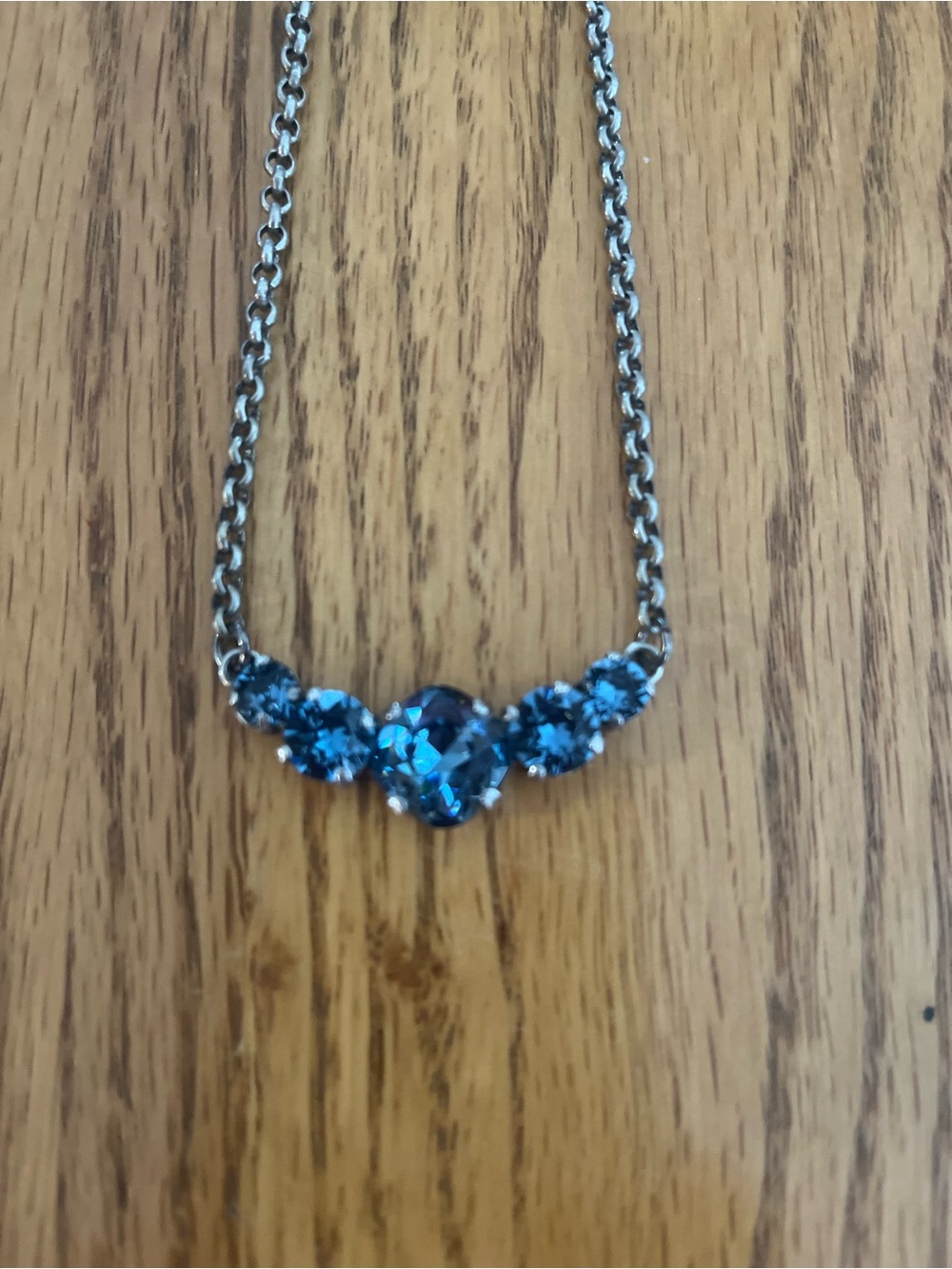 Sabika inspired Blue Crystal Necklace on Silver-Tone Chain